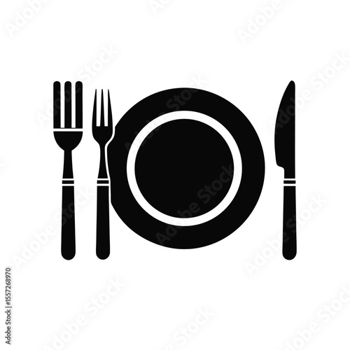 Tablewarevector icon. Dinner, utensil, table setting. Restaurant concept. Vector illustration can be used for topics like food, kitchen equipment, catering