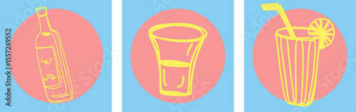 Restaurant alcoholic drink Line art	
