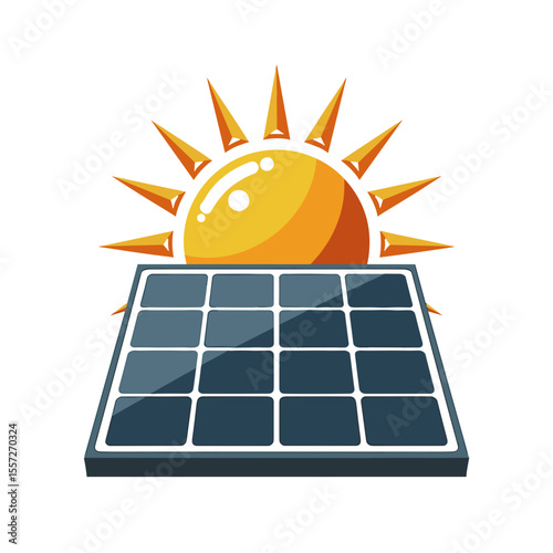 Solar panel with sun, renewable energy concept