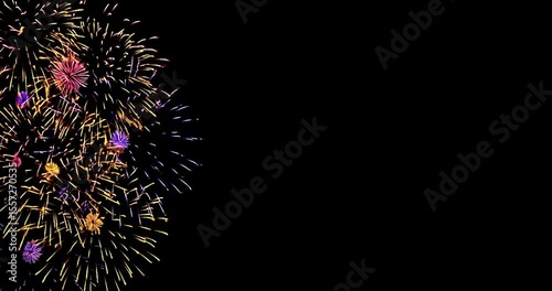 Firework explosions a computer designed as a seamless loop with a black background