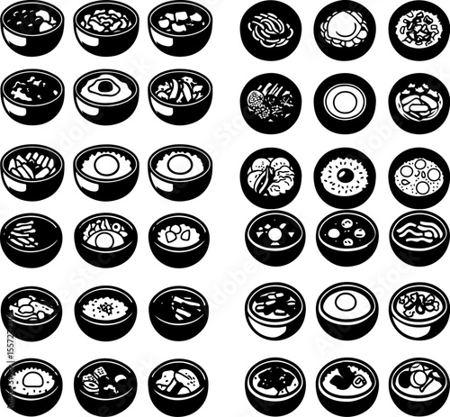 bibimbap Korean cuisine rice bowl mixed rice food icon vegetables spicy food design gochujang kimchi food art sesame oil egg food styling food presentation bibimbap dish food garnish