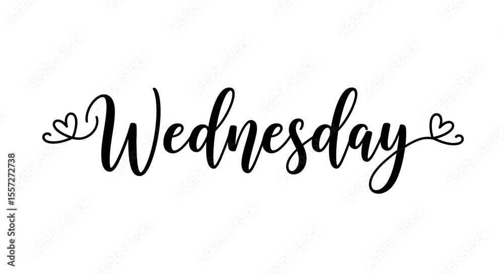 Fototapeta premium Wednesday illustrated in a delicate script font on a black background creating a simple, yet elegant typographic design.