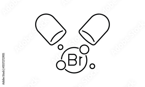 Bromine food supplement outline icon isolated on transparent background flat vector illustration. EPS 10	