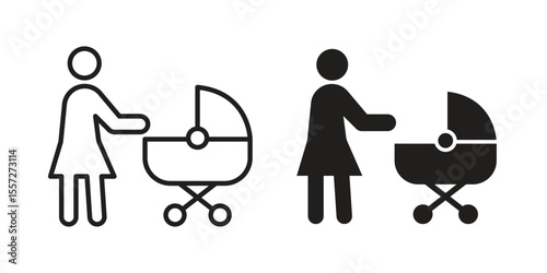 Woman with Baby Stroller icon