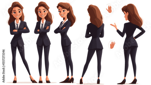 3d set of a woman in casual clothes in different poses illustration in a 3d cartoon style. Fashion teen girl model vector characters set wearing stylish dress with different hairstyles vector.