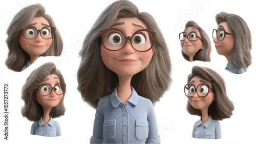 3d set of a woman in casual clothes in different poses illustration in a 3d cartoon style. Fashion teen girl model vector characters set wearing stylish dress with different hairstyles vector.