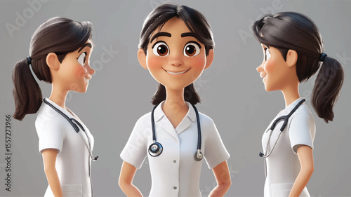 3d set of a woman in casual clothes in different poses illustration in a 3d cartoon style. Fashion teen girl model vector characters set wearing stylish dress with different hairstyles vector.