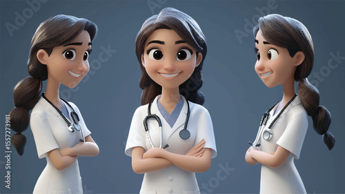 3d set of a woman in casual clothes in different poses illustration in a 3d cartoon style. Fashion teen girl model vector characters set wearing stylish dress with different hairstyles vector.