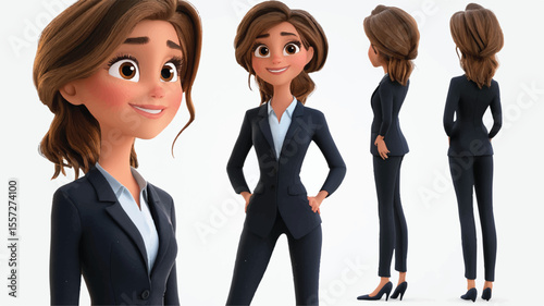 3d set of a woman in casual clothes in different poses illustration in a 3d cartoon style. Fashion teen girl model vector characters set wearing stylish dress with different hairstyles vector.