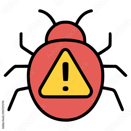 error bug program code flat color vector illustration template design