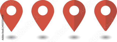 イラスト素材：マップのピン　ベクター　赤　オレンジ　red pin point. pin location icons.