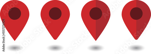 イラスト素材：マップのピン　ベクター　赤　オレンジ　red pin point. pin location icons.