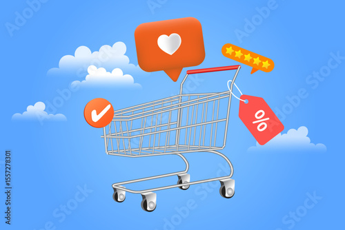 shopping cart with percent sign