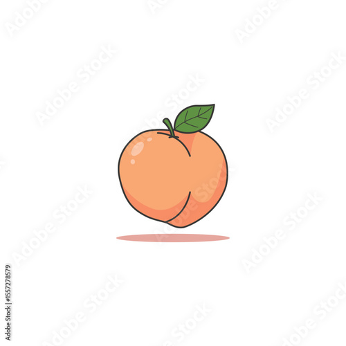 An icon of a whole peach with a small green leaf, representing sweet stone fruits, summer abundance, and soft textures.