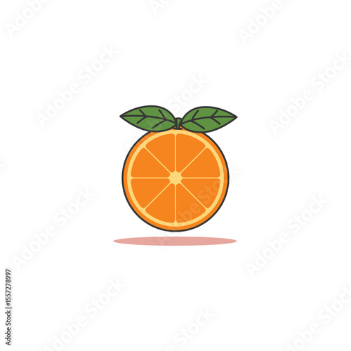 An icon of a cross-section of an orange, showing the segments and rind, representing citrus fruits, freshness, and healthy eating.