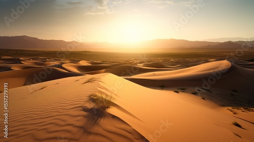 Desert Sunset with Sand Dunes Landscape.