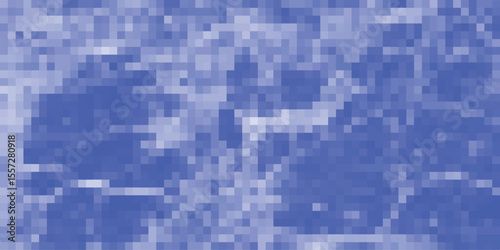 Abstract blue pixelated background reminiscent of clouds and sky with varying shades and light play evoking digital art and design