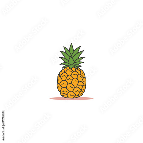 An icon of a whole pineapple with its spiky skin and green leafy crown, representing tropical fruits, sweetness, and exotic flavors.