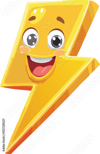 Energetic Lightning Bolt Smiling with Electric Excitement