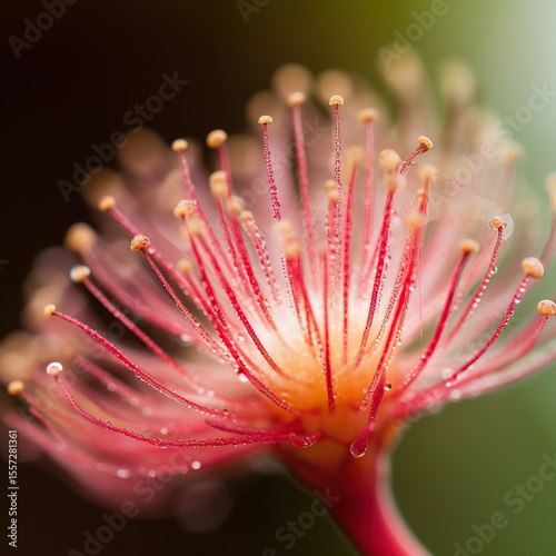 Dewy Pink Flower Macro Shot.
