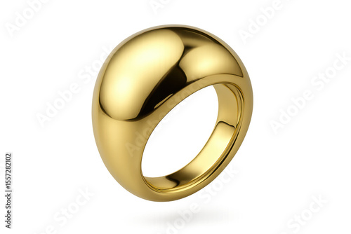 Elegant gold ring on transparent background, modern jewelry, isolated item