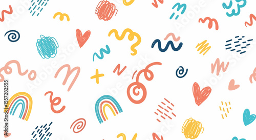 Playful Hand-Drawn Abstract Seamless Pattern