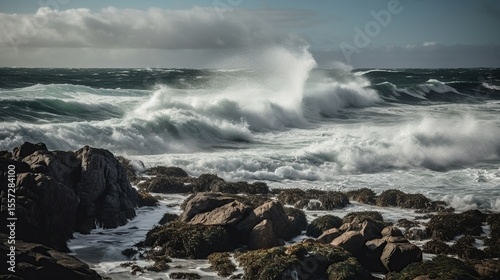 Dramatic Ocean Waves Crashing Rocks. (2)