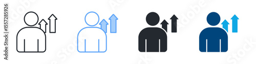 Increase Icon Set Multiple Style. Designed In Outline, Blue, Glyph, Dual Tone