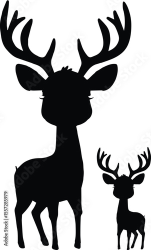 Father and Fawn: A Silhouette of Grace deer silhouette vector