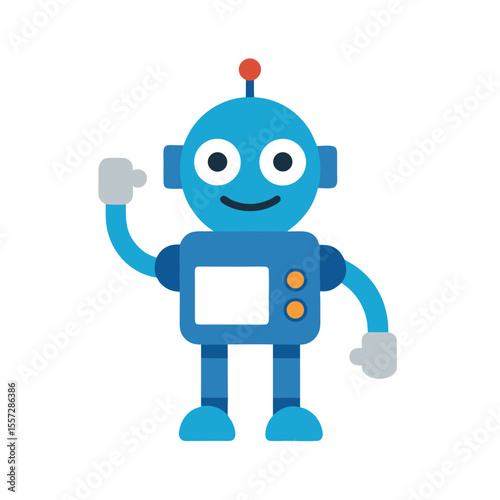 Blue robot mascot waving with thumbs up vector