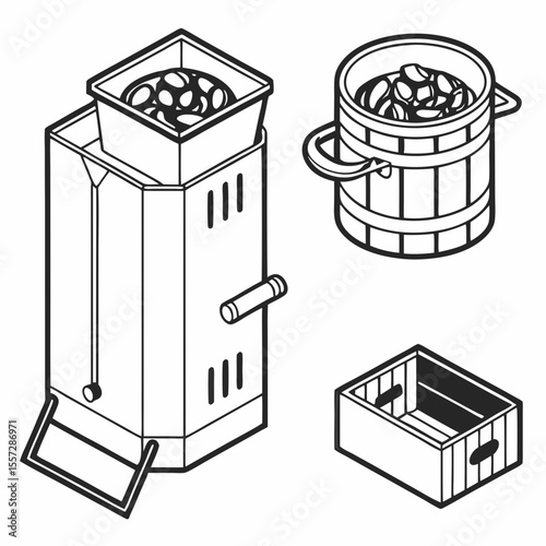 Barbecue starter bucket and crate chimney charcoal