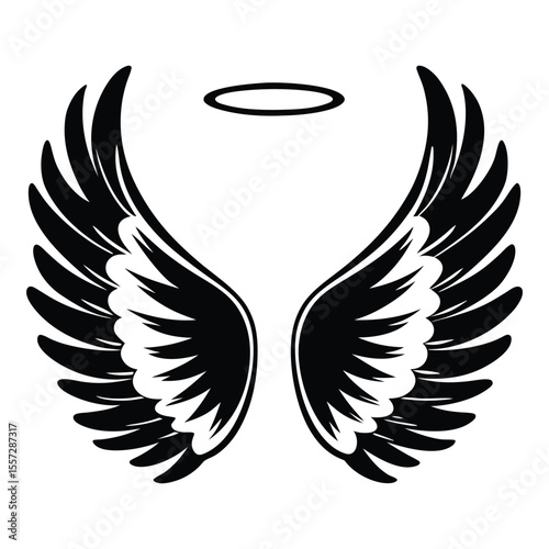 Black silhouette illustrations of an eagle, dove, and angel wings, perfect for tribal tattoos, logos, and freedom symbols