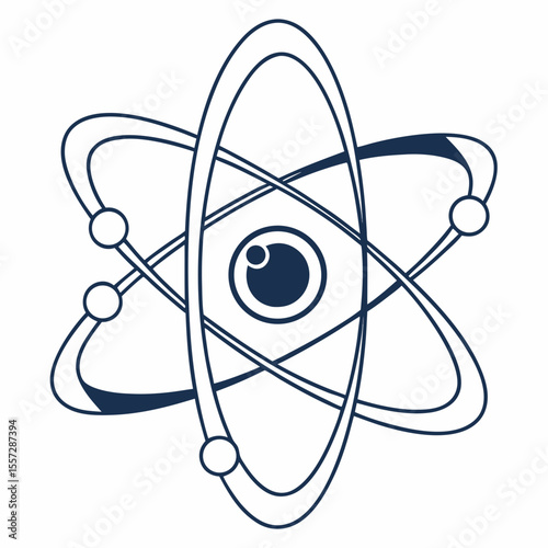 Atom with orbiting electrons science symbol
