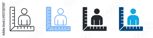 Measurable Icon Set Multiple Style. Designed In Outline, Blue, Glyph, Dual Tone