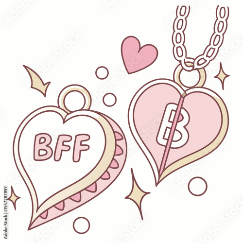 Pink heart necklaces with B F and B bff necklaces friendship jewelry