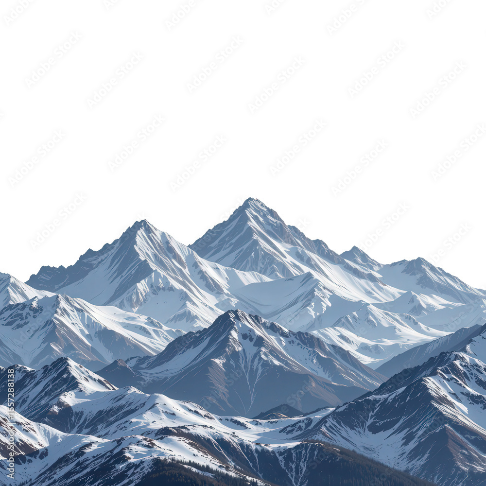 Obraz premium Majestic Snow-Capped Mountains Under Clear Blue Sky with Rugged Terrain and Scenic View of Mountain Range