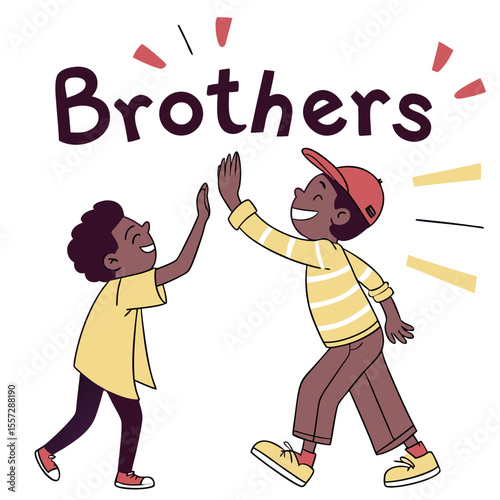 Happy brothers high five celebration friendship