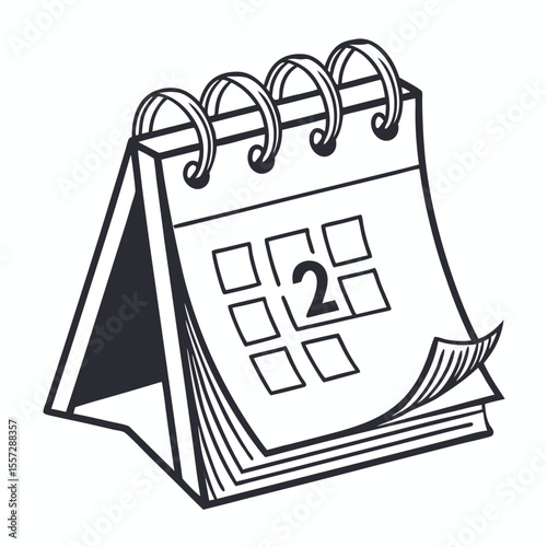 Desk calendar with spiral binding and day two spiral bound