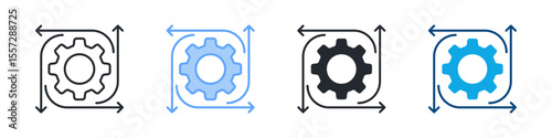 Action Icon Set Multiple Style. Designed In Outline, Blue, Glyph, Dual Tone