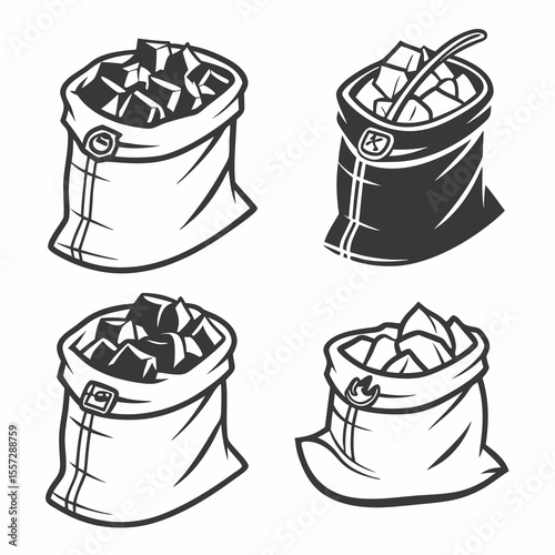 Charcoal bags with lumps and scoop fuel