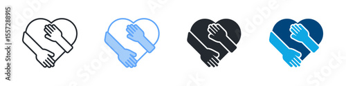 Self Love Icon Set Multiple Style. Designed In Outline, Blue, Glyph, Dual Tone