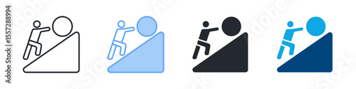 Persistence Icon Set Multiple Style. Designed In Outline, Blue, Glyph, Dual Tone