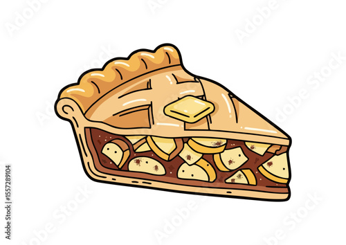 Apple pie with golden crust and shiny filling