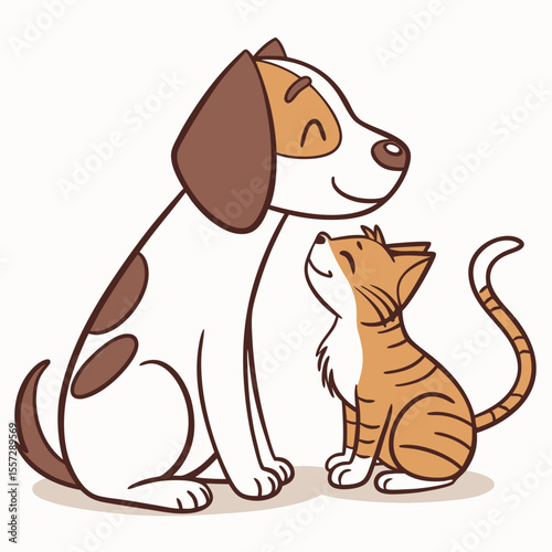 Happy dog and cat friends animals pets