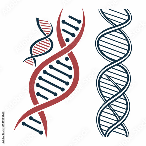 D N A helix icons red blue science genetics