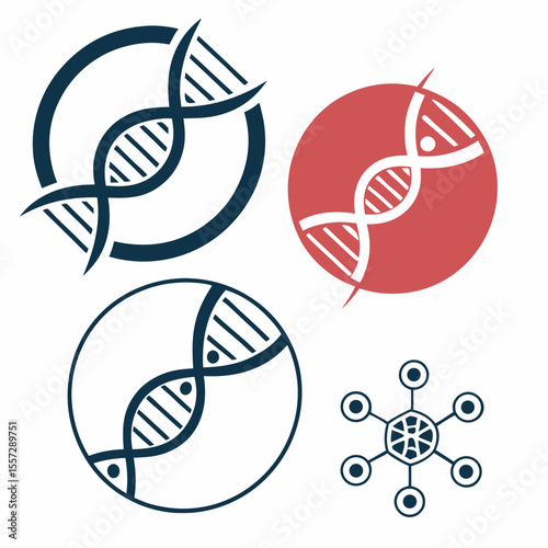 D N A helix icons with molecular structure science