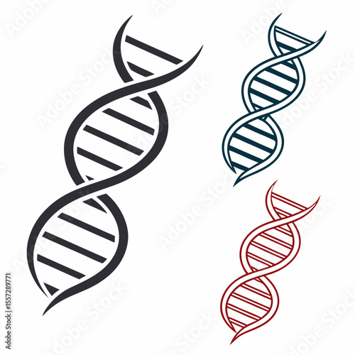 D N A helix icons dark gray blue red science medical