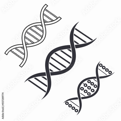D N A helix icons dark gray science biology