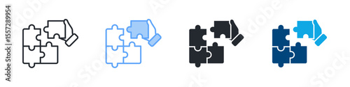 Challenges Icon Set Multiple Style. Designed In Outline, Blue, Glyph, Dual Tone