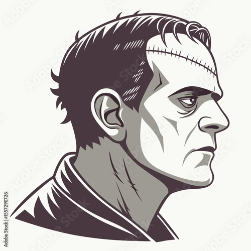 Frankenstein Monster Head Profile horror gothic